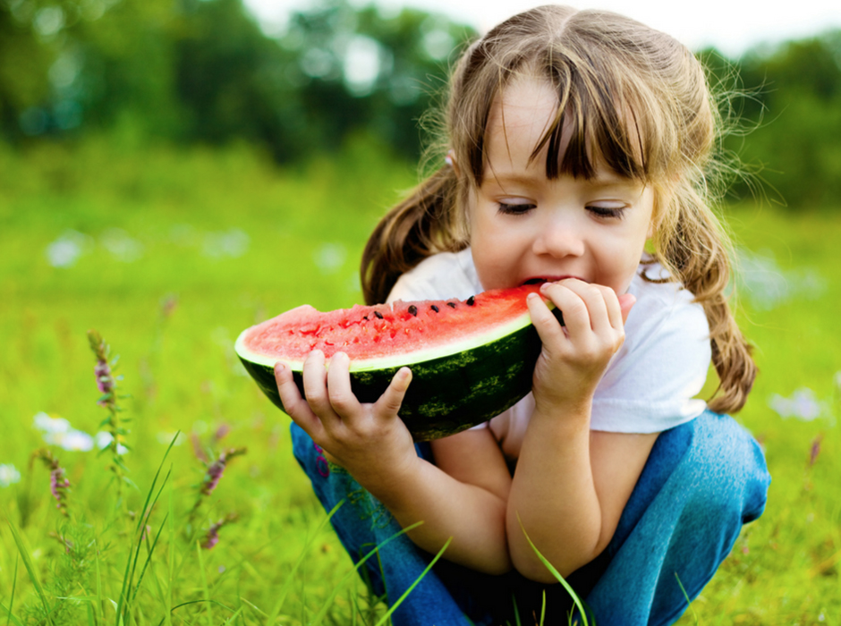 girl eating watermelon